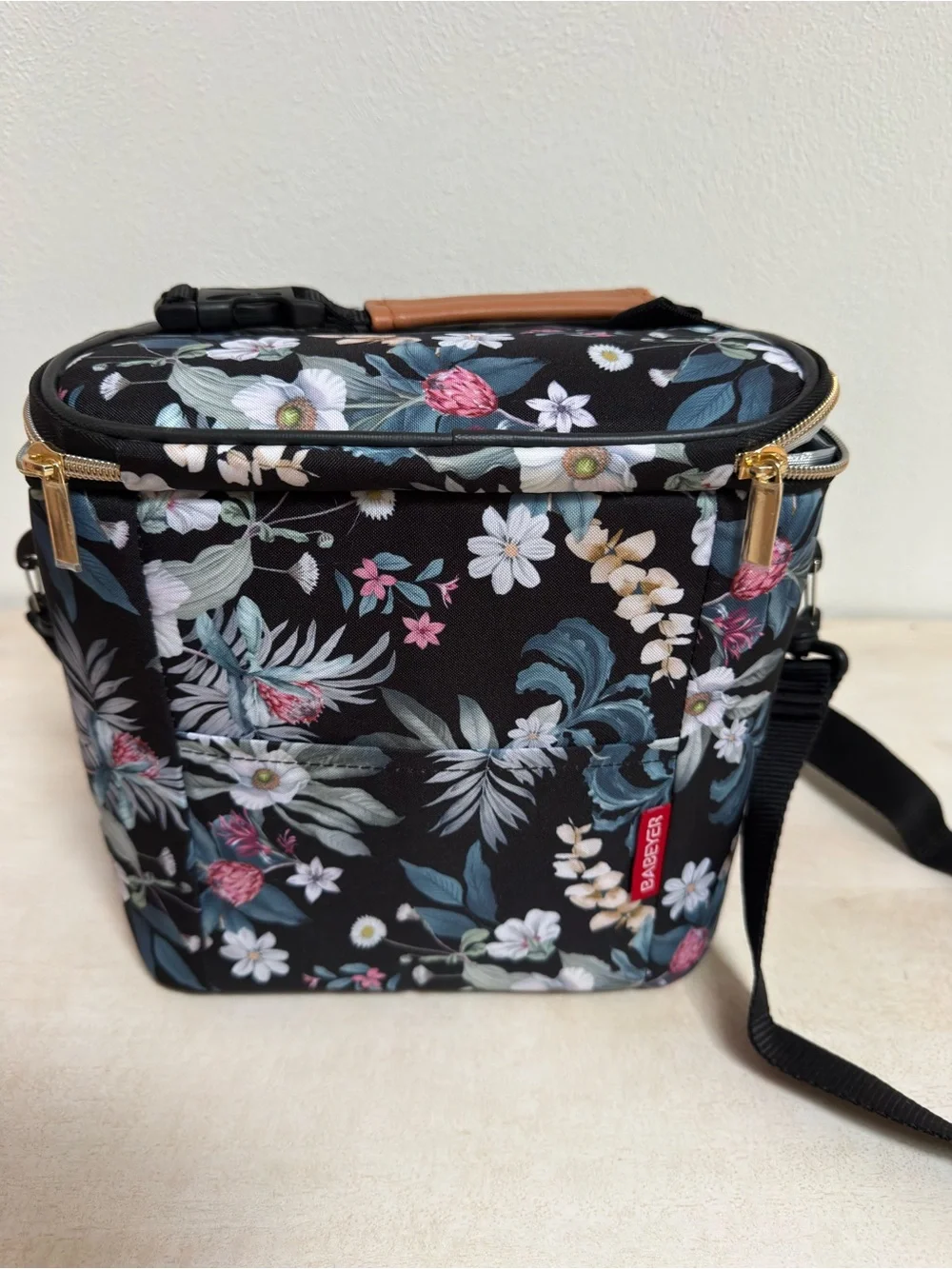 Black Floral Insulated Breast Milk Cooler